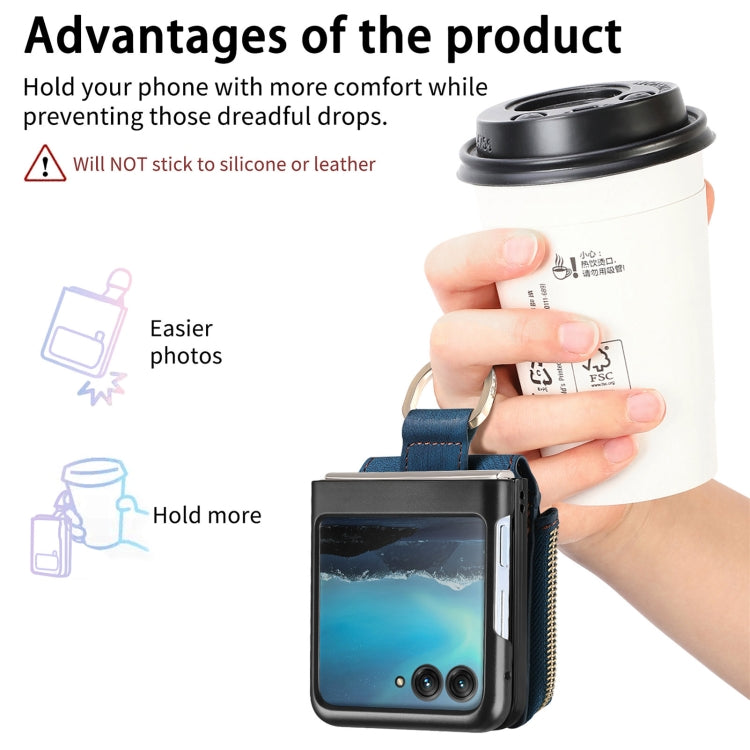 For Motorola Razr 40 Ultra Retro Skin-feel Ring Multi-card Wallet Phone Case(Blue) by buy2fix