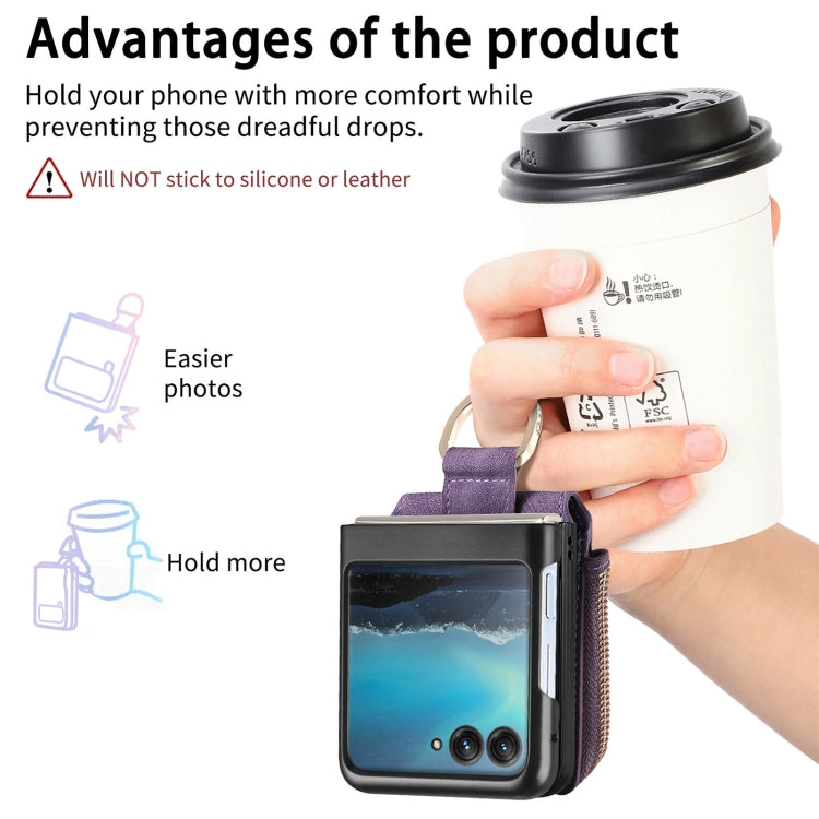 For Motorola Razr 40 Ultra Retro Skin-feel Ring Multi-card Wallet Phone Case(Purple) by buy2fix
