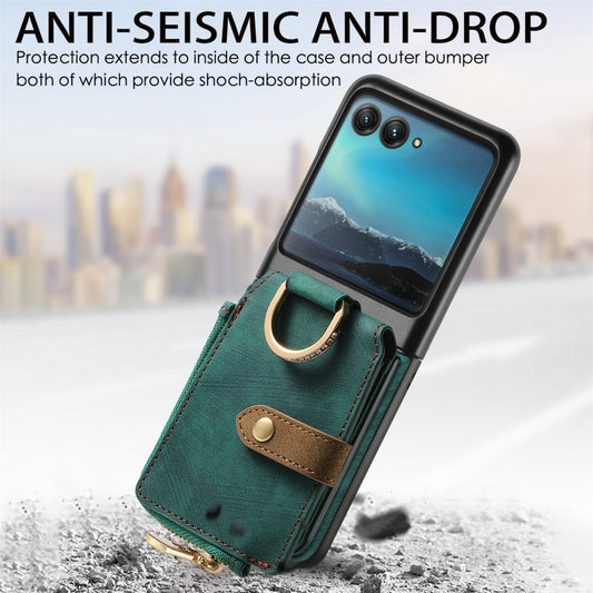 For Motorola Razr 40 Ultra Retro Skin-feel Ring Multi-card Wallet Phone Case(Green) by buy2fix