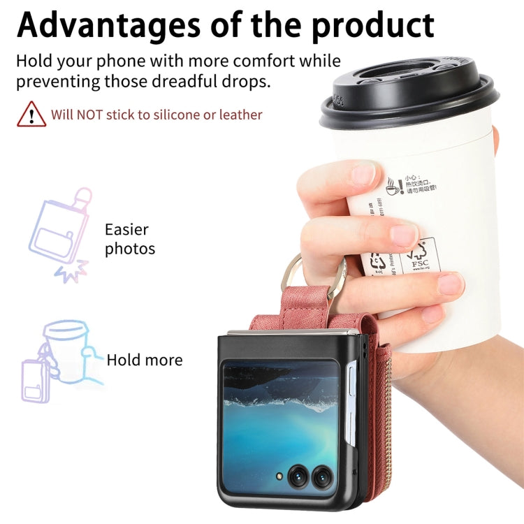 For Motorola Razr 40 Ultra Retro Skin-feel Ring Multi-card Wallet Phone Case(Pink) by buy2fix