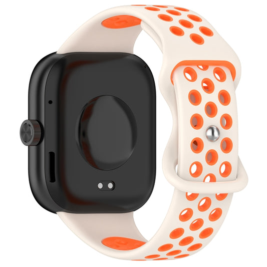 For Redmi Watch 4 Dual Color Perforated Silicone Watch Band(Starlight Orange) by buy2fix