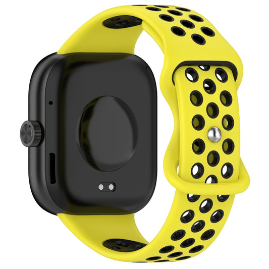 For Redmi Watch 4 Dual Color Perforated Silicone Watch Band(Yellow Black) by buy2fix