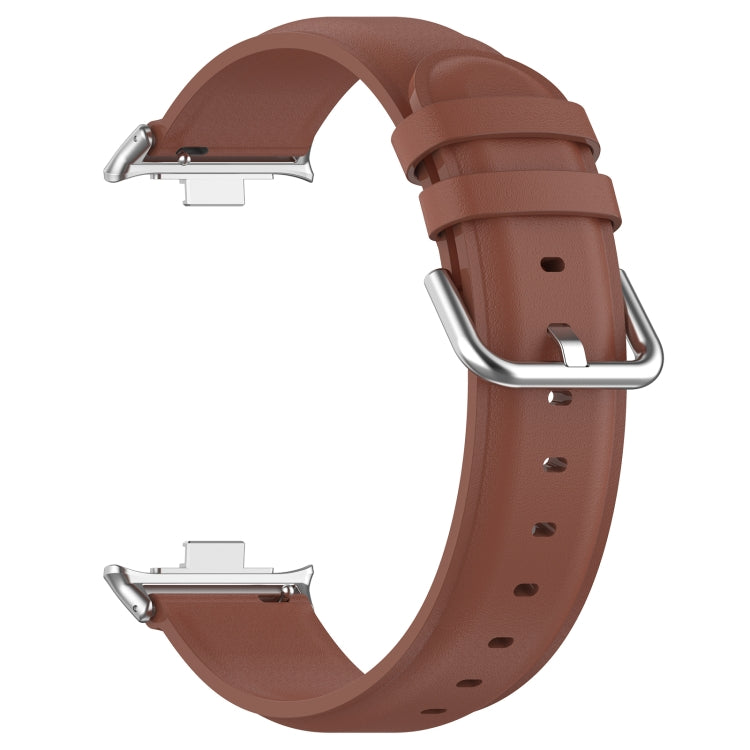 For Redmi Watch 4 / Watch 5 Round Tail Top Layer Leather Watch Band(Brown) - Watch Bands by buy2fix | Online Shopping UK | buy2fix