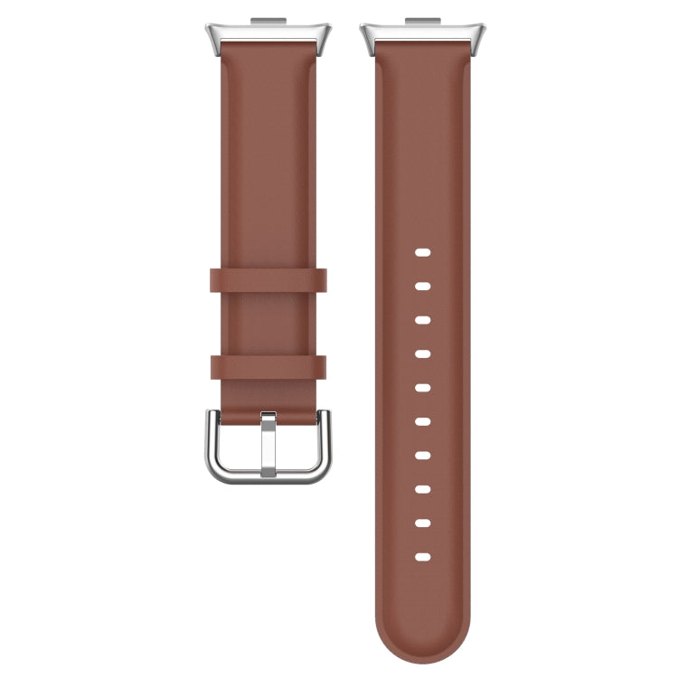 For Redmi Watch 4 / Watch 5 Round Tail Top Layer Leather Watch Band(Brown) - Watch Bands by buy2fix | Online Shopping UK | buy2fix