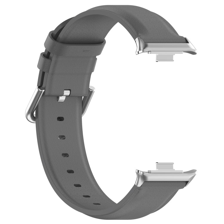 For Redmi Watch 4 / Watch 5 Round Tail Top Layer Leather Watch Band(Gray) - Watch Bands by buy2fix | Online Shopping UK | buy2fix