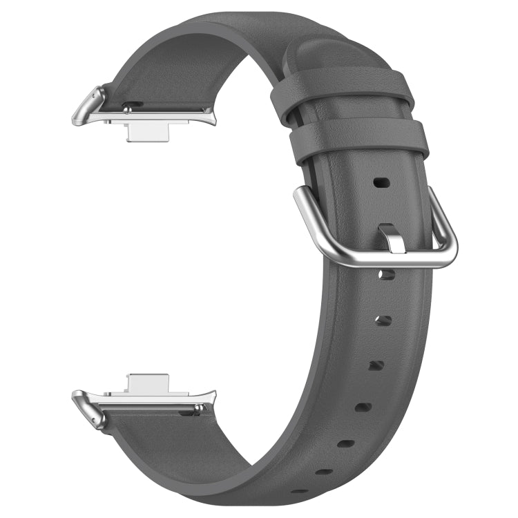 For Redmi Watch 4 / Watch 5 Round Tail Top Layer Leather Watch Band(Gray) - Watch Bands by buy2fix | Online Shopping UK | buy2fix