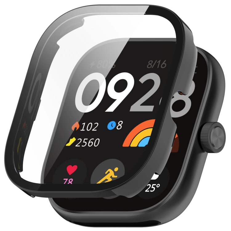For Redmi Watch 4 Tempered Film Integrated PC Watch Protective Case(Black) - Watch Cases by buy2fix | Online Shopping UK | buy2fix