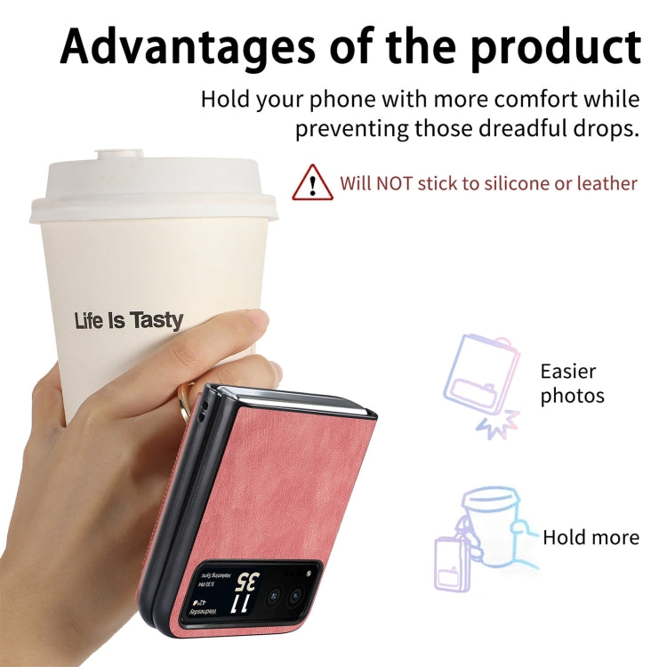 For Motorola Razr 40 Ultra Retro Skin-feel Ring Multi-card Wallet Phone Case(Pink) by buy2fix