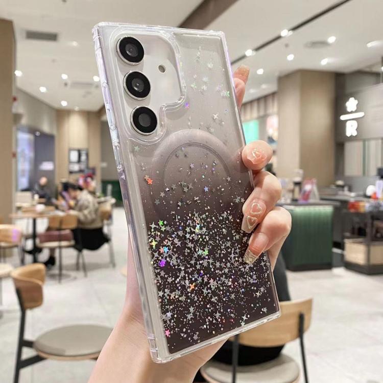 For Samsung Galaxy S24+ 5G MagSafe Glitter Hybrid Clear TPU Phone Case(Black) - Galaxy S24+ 5G Cases by buy2fix | Online Shopping UK | buy2fix