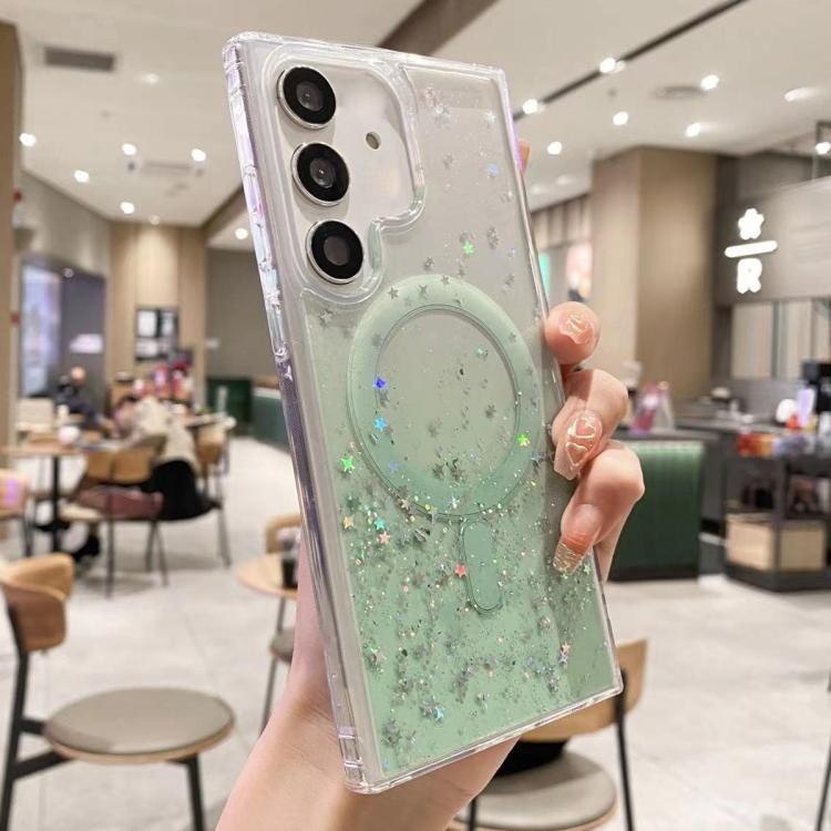 For Samsung Galaxy S23 FE 5G MagSafe Glitter Hybrid Clear TPU Phone Case(Green) - Galaxy S23 FE 5G Cases by buy2fix | Online Shopping UK | buy2fix