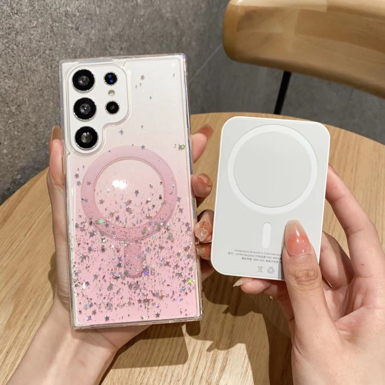 For Samsung Galaxy S24 5G MagSafe Glitter Hybrid Clear TPU Phone Case(Pink) - Galaxy S24 5G Cases by buy2fix | Online Shopping UK | buy2fix