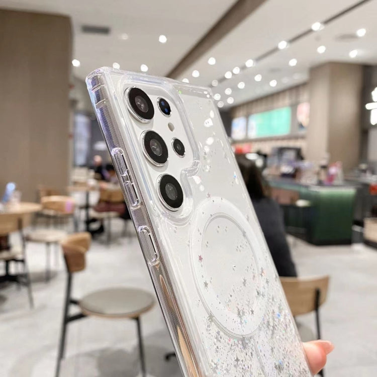 For Samsung Galaxy S22+ 5G MagSafe Glitter Hybrid Clear TPU Phone Case(White) - Galaxy S22+ 5G Cases by buy2fix | Online Shopping UK | buy2fix