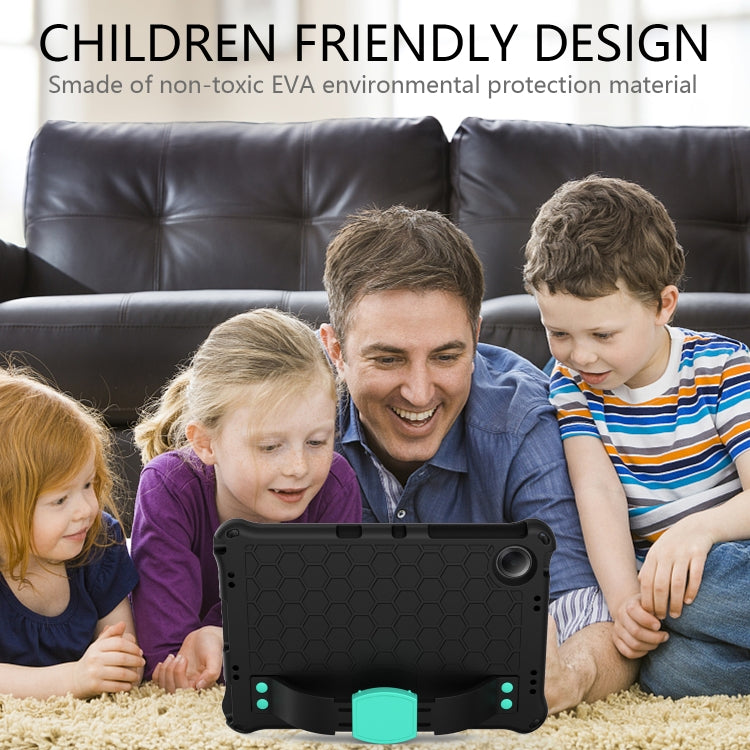 For Samsung Galaxy Tab A9+ 11 X216B Honeycomb EVA Hybrid PC Tablet Case with Strap(Black+Aqua) - Galaxy Tab A9+ by buy2fix | Online Shopping UK | buy2fix