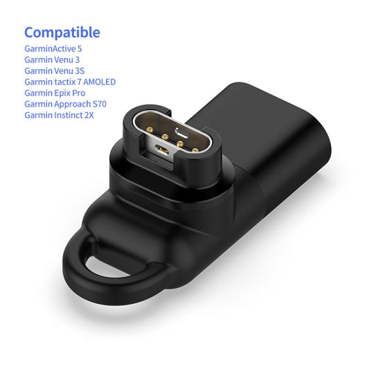 JUNSUNMAY For Garmin Venu 3 / Venu 3S Smart Watch Charging Data Sync Adapter, Interface:Type-C Port by JUNSUNMAY