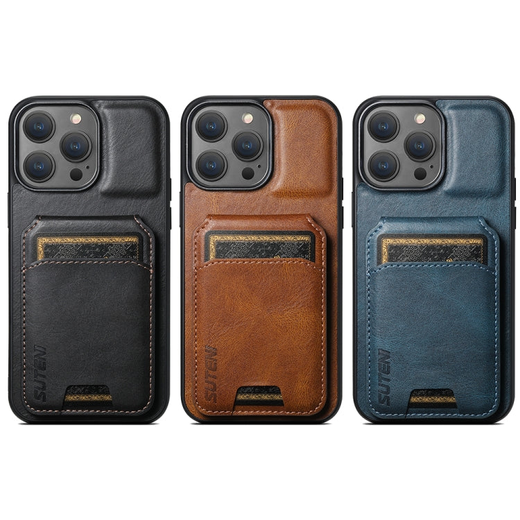 For iPhone 14 Suteni H02 Leather Wallet Stand Back Phone Case(Black) - iPhone 14 Cases by Suteni | Online Shopping UK | buy2fix