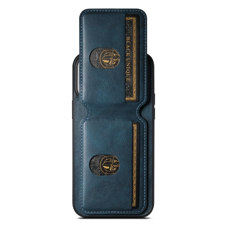 For iPhone 14 Suteni H02 Leather Wallet Stand Back Phone Case(Blue) - iPhone 14 Cases by Suteni | Online Shopping UK | buy2fix