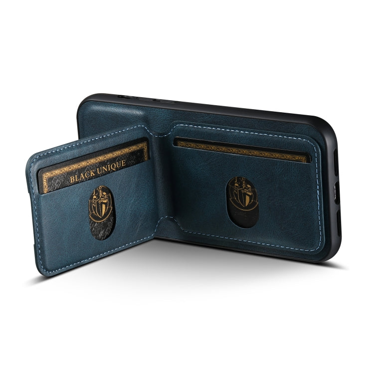 For iPhone 14 Suteni H02 Leather Wallet Stand Back Phone Case(Blue) - iPhone 14 Cases by Suteni | Online Shopping UK | buy2fix