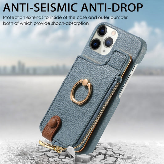 For iPhone 11 Pro Max Litchi Leather Oil Edge Ring Zipper Wallet Back Phone Case(Light Blue) - iPhone 11 Pro Max Cases by buy2fix | Online Shopping UK | buy2fix
