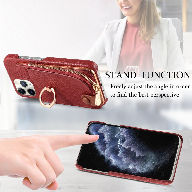 For iPhone 11 Pro Max Litchi Leather Oil Edge Ring Zipper Wallet Back Phone Case(Red) - iPhone 11 Pro Max Cases by buy2fix | Online Shopping UK | buy2fix