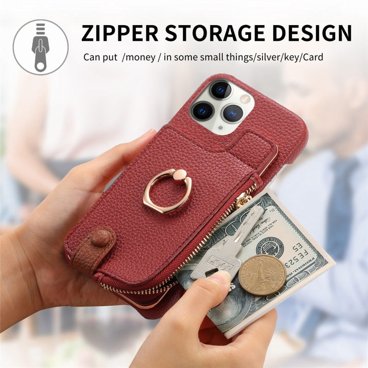For iPhone 11 Pro Max Litchi Leather Oil Edge Ring Zipper Wallet Back Phone Case(Red) - iPhone 11 Pro Max Cases by buy2fix | Online Shopping UK | buy2fix