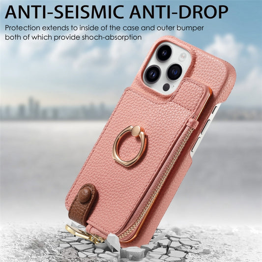 For iPhone 13 Pro Max Litchi Leather Oil Edge Ring Zipper Wallet Back Phone Case(Pink) - iPhone 13 Pro Max Cases by buy2fix | Online Shopping UK | buy2fix