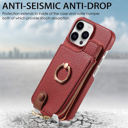 For iPhone 13 Pro Max Litchi Leather Oil Edge Ring Zipper Wallet Back Phone Case(Red) - iPhone 13 Pro Max Cases by buy2fix | Online Shopping UK | buy2fix