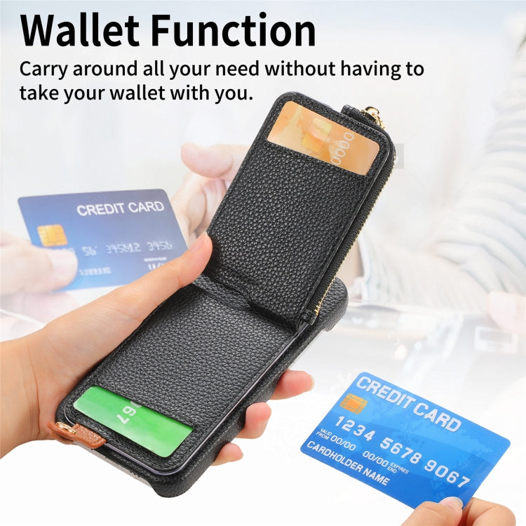 For iPhone 15 Pro Max Litchi Leather Oil Edge Ring Zipper Wallet Back Phone Case(Black) - iPhone 15 Pro Max Cases by buy2fix | Online Shopping UK | buy2fix