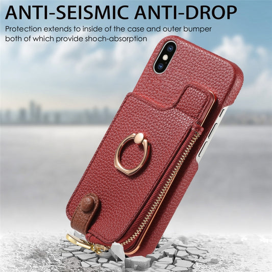 For iPhone XS Max Litchi Leather Oil Edge Ring Zipper Wallet Back Phone Case(Red) - More iPhone Cases by buy2fix | Online Shopping UK | buy2fix