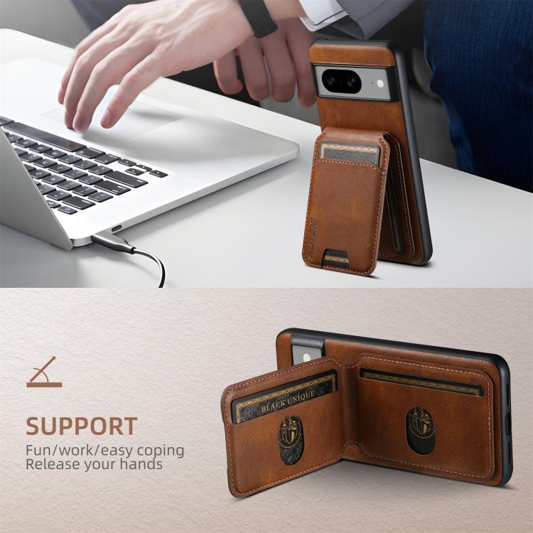 For Google Pixel 10 Pro XL Suteni H02 Leather Wallet Stand Back Phone Case(Brown) - Google Cases by Suteni | Online Shopping UK | buy2fix