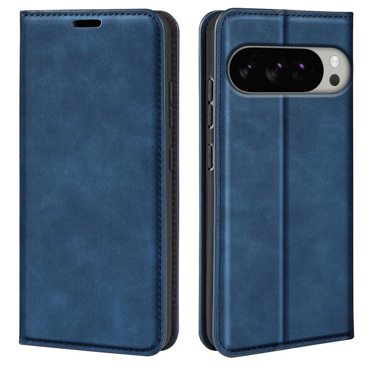 For Google Pixel 10 Pro XL Retro-skin Magnetic Suction Leather Phone Case(Dark Blue) - Google Cases by buy2fix | Online Shopping UK | buy2fix