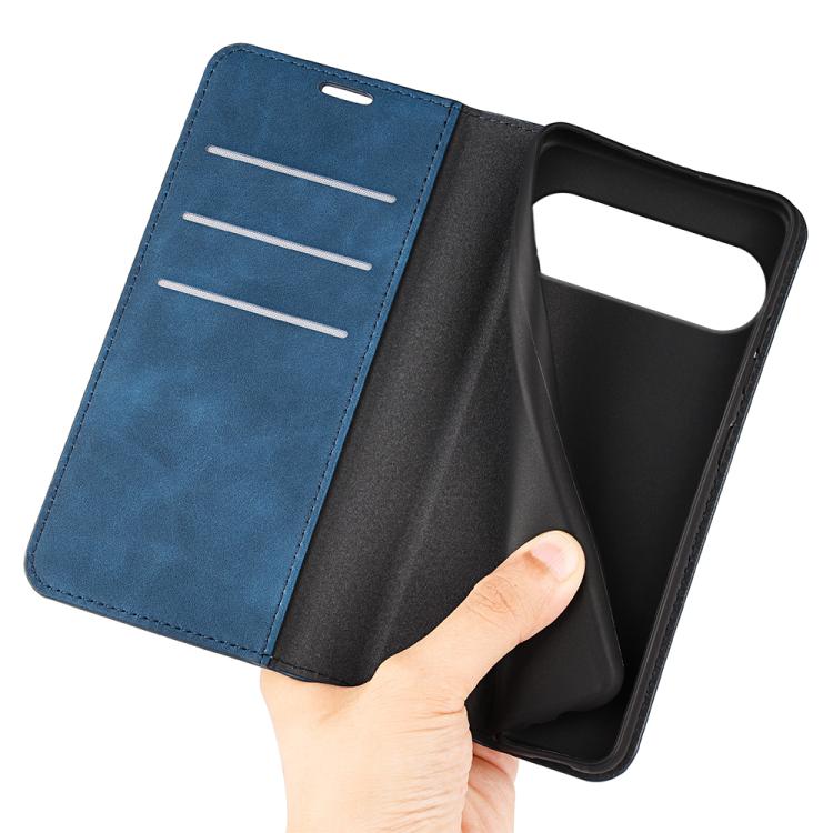 For Google Pixel 10 Pro XL Retro-skin Magnetic Suction Leather Phone Case(Dark Blue) - Google Cases by buy2fix | Online Shopping UK | buy2fix