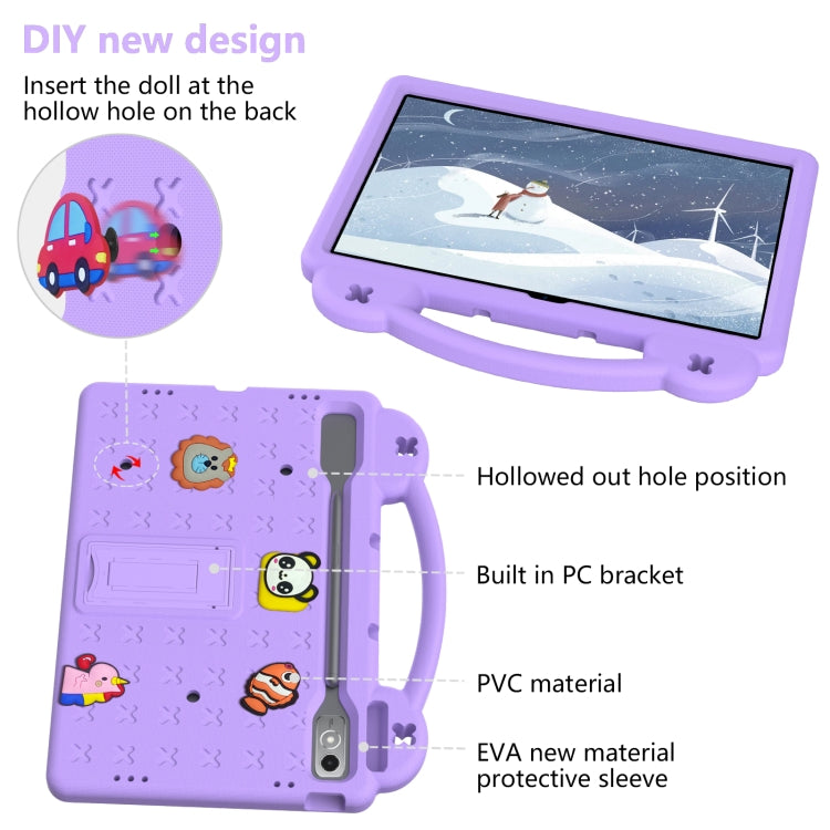 For Lenovo Tab P12 / Xiaoxin Pad Pro 12.7 Handle Kickstand Children EVA Shockproof Tablet Case(Light Purple) - Lenovo by buy2fix | Online Shopping UK | buy2fix