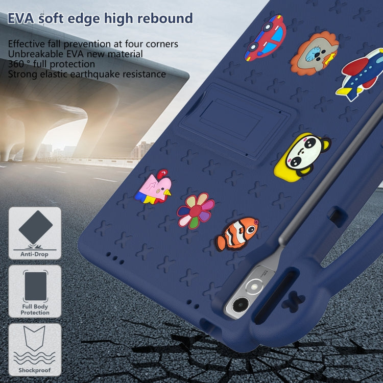 For Lenovo Tab P12 / Xiaoxin Pad Pro 12.7 Handle Kickstand Children EVA Shockproof Tablet Case(Navy Blue) - Lenovo by buy2fix | Online Shopping UK | buy2fix