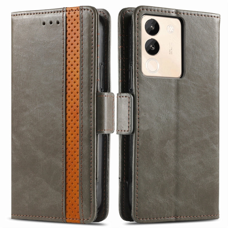 For vivo X100 CaseNeo Splicing Dual Magnetic Buckle Leather Phone Case(Gray) - vivo Cases by buy2fix | Online Shopping UK | buy2fix
