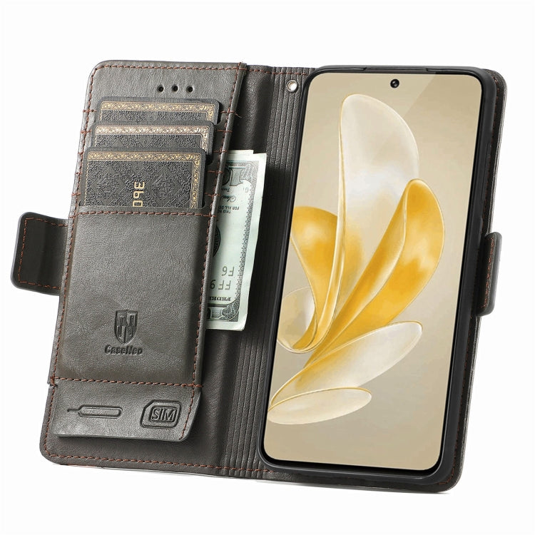 For vivo X100 CaseNeo Splicing Dual Magnetic Buckle Leather Phone Case(Gray) - vivo Cases by buy2fix | Online Shopping UK | buy2fix