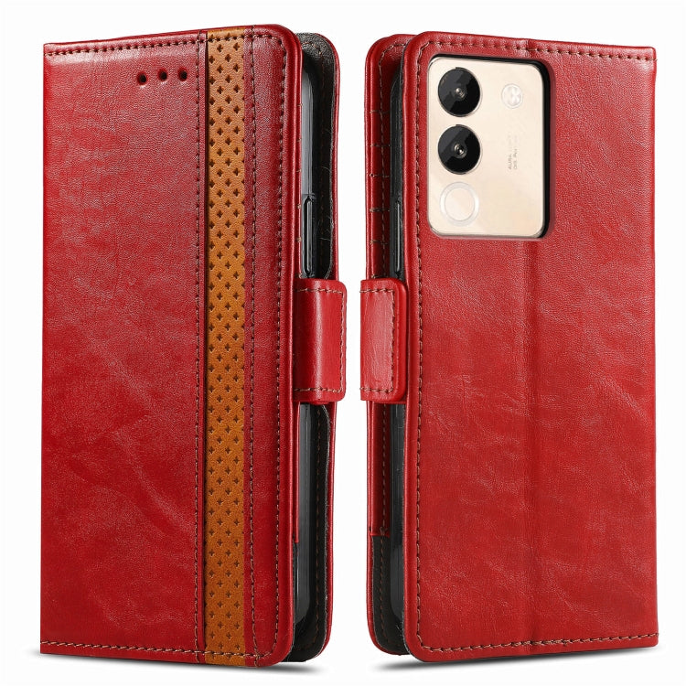 For vivo X100 CaseNeo Splicing Dual Magnetic Buckle Leather Phone Case(Red) - vivo Cases by buy2fix | Online Shopping UK | buy2fix