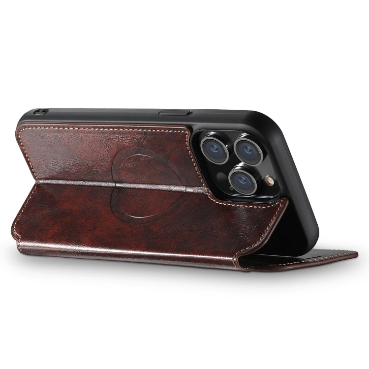 For iPhone 15 Pro Suteni J05 Leather Magnetic MagSafe Phone Case(Brown) - iPhone 15 Pro Cases by Suteni | Online Shopping UK | buy2fix