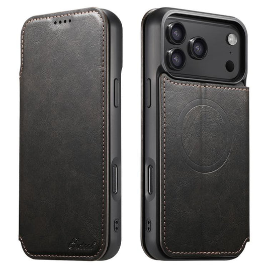 For iPhone 17 Pro Max Suteni J05 Leather Magnetic MagSafe Phone Case(Black) - iPhone 17 Pro Max Cases by Suteni | Online Shopping UK | buy2fix