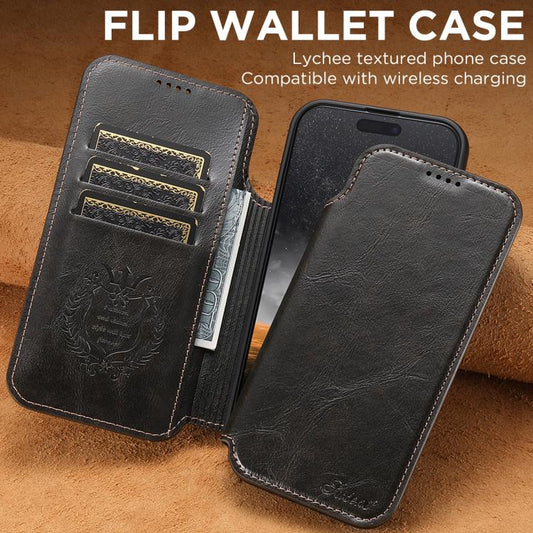 For iPhone 17 Pro Suteni J05 Leather Magnetic MagSafe Phone Case(Black) - iPhone 17 Pro Cases by Suteni | Online Shopping UK | buy2fix