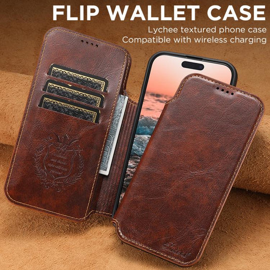 For iPhone 17 Pro Suteni J05 Leather Magnetic MagSafe Phone Case(Khaki) - iPhone 17 Pro Cases by Suteni | Online Shopping UK | buy2fix