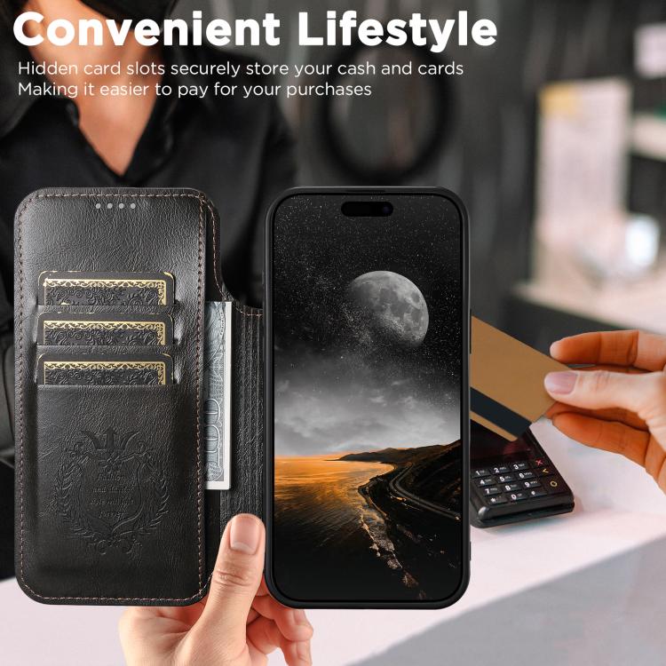 For iPhone Air Suteni J05 Leather Magnetic MagSafe Phone Case(Black) - iPhone Air Cases by Suteni | Online Shopping UK | buy2fix