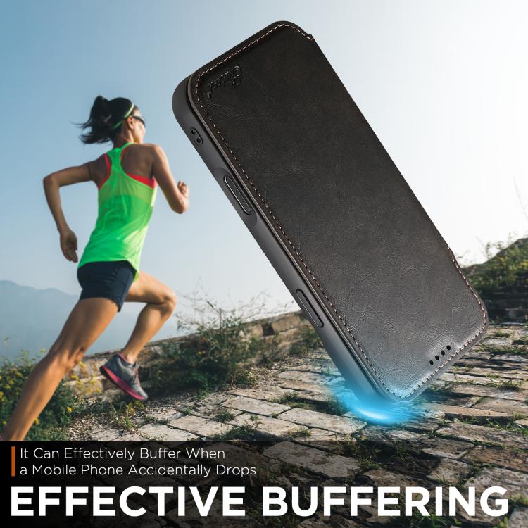 For iPhone Air Suteni J05 Leather Magnetic MagSafe Phone Case(Black) - iPhone Air Cases by Suteni | Online Shopping UK | buy2fix