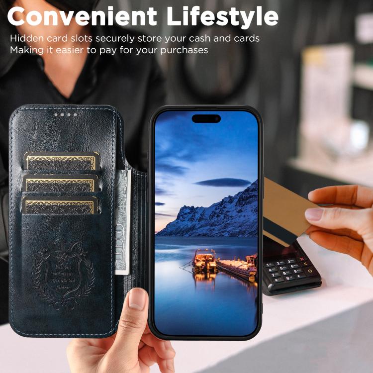 For iPhone Air Suteni J05 Leather Magnetic MagSafe Phone Case(Blue) - iPhone Air Cases by Suteni | Online Shopping UK | buy2fix
