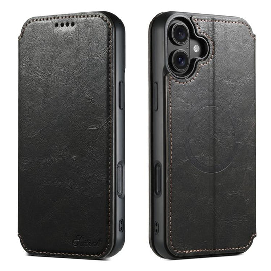 For iPhone 17 Suteni J05 Leather Magnetic MagSafe Phone Case(Black) - iPhone 17 Cases by Suteni | Online Shopping UK | buy2fix