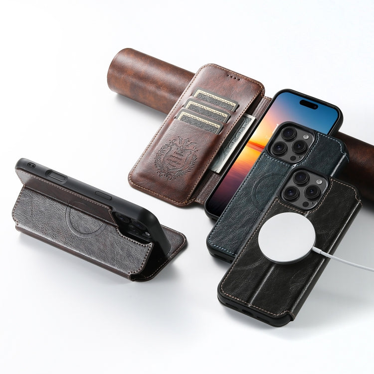 For iPhone 16 Suteni J05 Leather Magnetic MagSafe Phone Case(Black) - iPhone 16 Cases by Suteni | Online Shopping UK | buy2fix