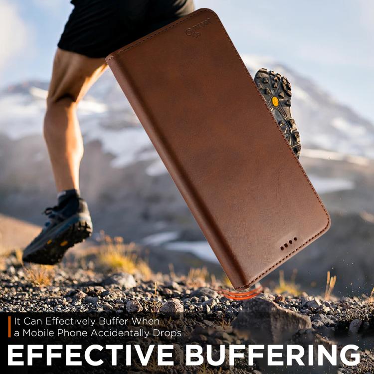 For iPhone Air Suteni Calf Texture Horizontal Flip Leather Phone Case(Brown) - iPhone Air Cases by Suteni | Online Shopping UK | buy2fix