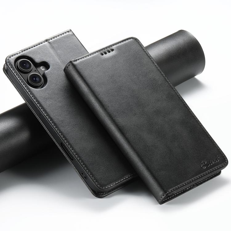 For iPhone 17 Suteni Calf Texture Horizontal Flip Leather Phone Case(Black) - iPhone 17 Cases by Suteni | Online Shopping UK | buy2fix