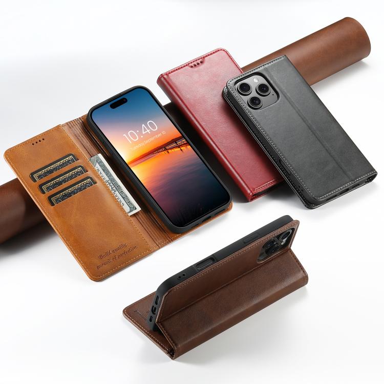 For iPhone Air Suteni Calf Texture Horizontal Flip Leather Phone Case(Brown) - iPhone Air Cases by Suteni | Online Shopping UK | buy2fix