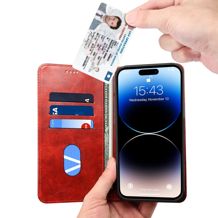 For iPhone 15 Pro Suteni Baroque Calf Texture Buckle Wallet Leather Phone Case(Red) - iPhone 15 Pro Cases by Suteni | Online Shopping UK | buy2fix