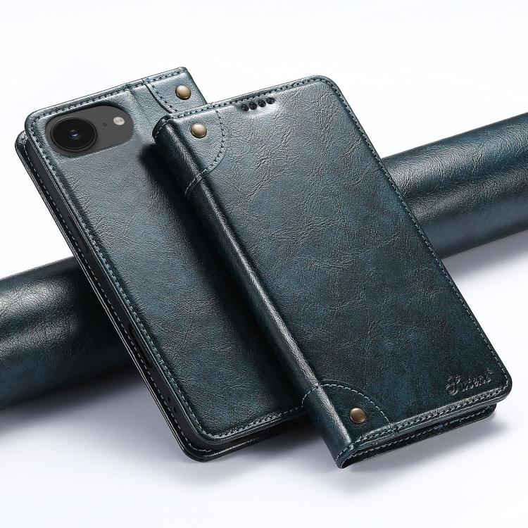 For iPhone 16e Suteni Baroque Calf Texture Buckle Wallet Leather Phone Case(Blue) - iPhone 16e Cases by Suteni | Online Shopping UK | buy2fix